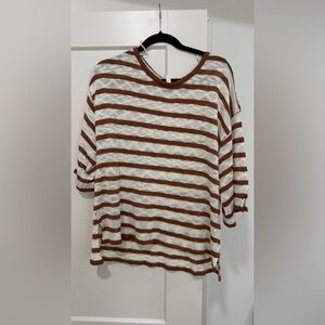 Striped Brown and White Knit Sweater